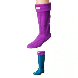 Hunter Original Tall Boots Neon Purple Socks Winter Warm